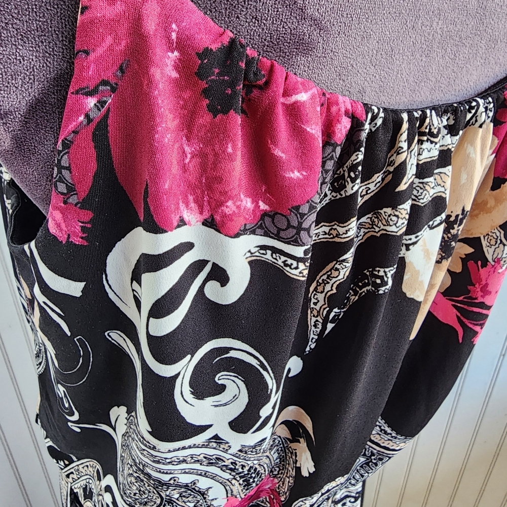 White House Black Market Maxi Dress Sleeveless White Pink WHBM Stretch Jersey L - Picture 8 of 13